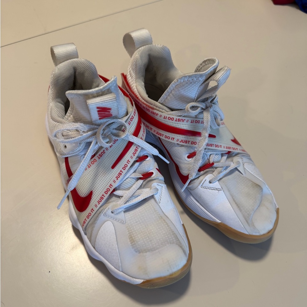 Nike Kids White and Red Sneakers volleyball shoes
